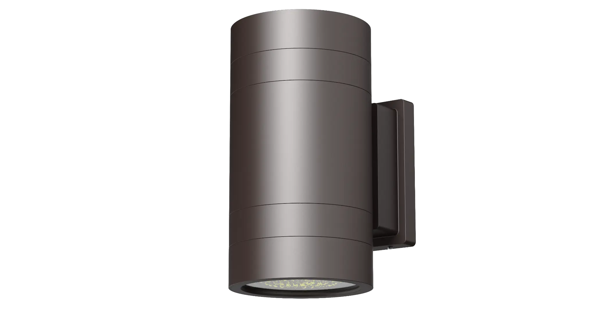 Aura Series LCWS LED Cylinder Wall Sconce — Dark Bronze finish, ribbed cylindrical housing