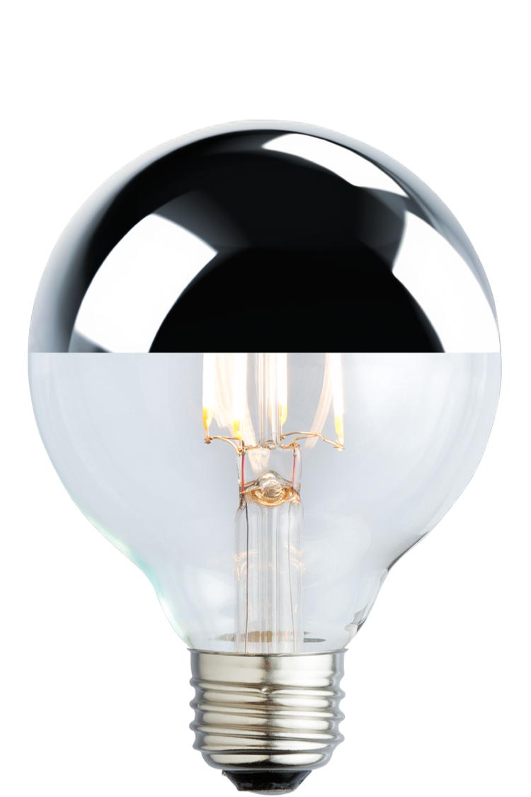 The Eichler G25 — silver-crown globe filament LED bulb