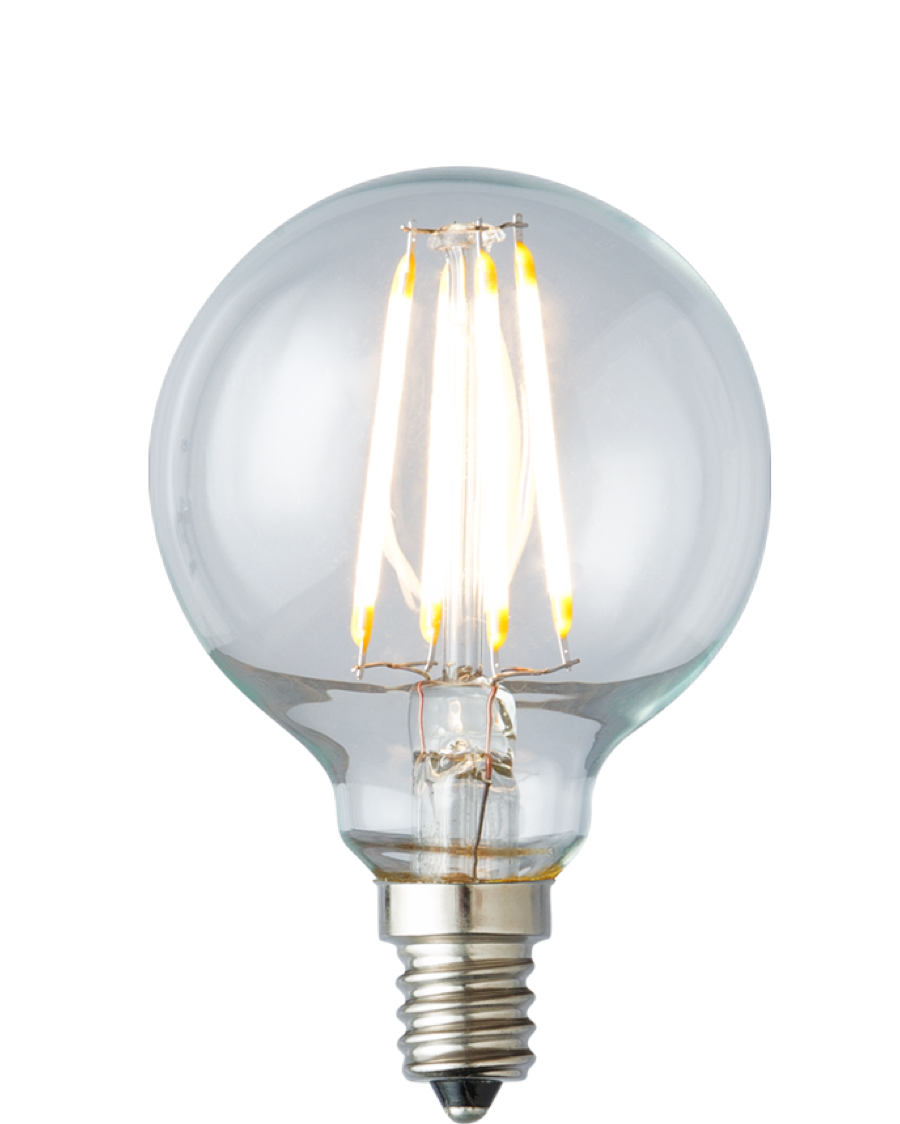The Heath G16.5 — clear globe filament LED bulb