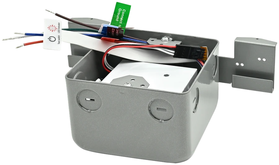 CRCU-EM24/JBM · 24W constⒶNT emergency battery J-Box mount canister with internal wiring