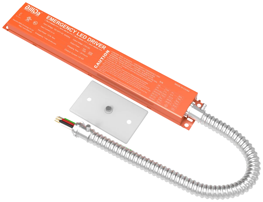 EM15-HMB/170DC · 15W remote-mount constⒶNT emergency battery driver with whip cable