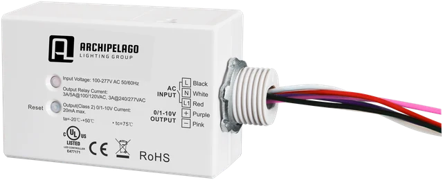 MSX-LV20-ACS · 100FT Bluetooth Mesh controller · J-box mount cylindrical hub · 120-277Vac universal input · gateway hub for ⒶCS deployments