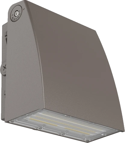 Atlanta — same 3/4 angle on a wider canvas, showing the side-bracket protractor mechanism and the housing-to-bracket interface for the field-adjustable tilt