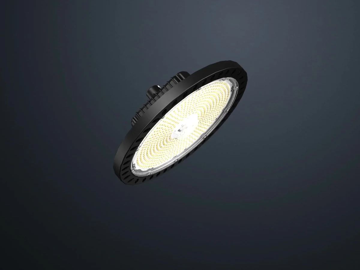 LRHB Icarus · UFO round high-bay with visible LED array · 3-WATTSELECT × 4-CCTSELECT