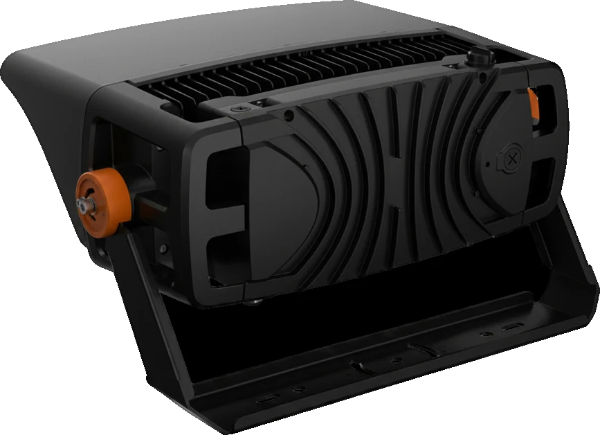 Illuminator preview — black finish, back-3/4 angle showing heat-sink and WATTSELECT dial