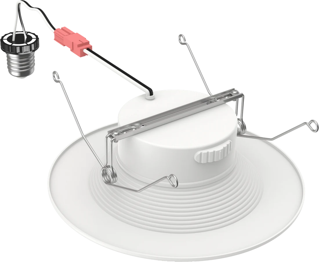 multi-fⒶMILY Nebula-II — round retrofit downlight with E26 adapter and spring clips