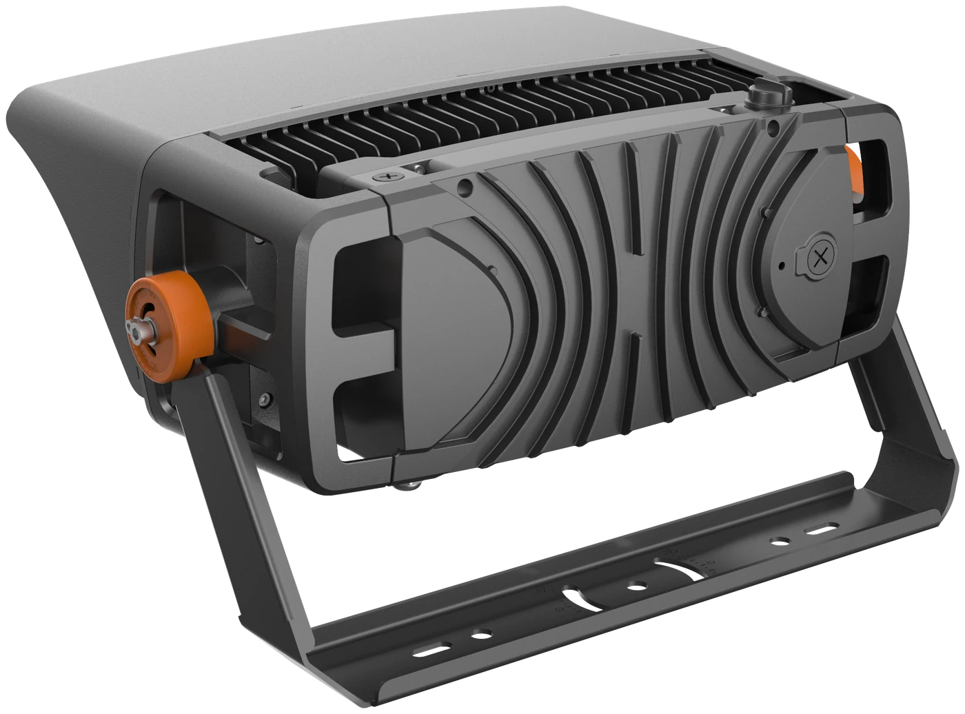 Illuminator — back-quarter view showing heat-sink fin geometry and rear housing