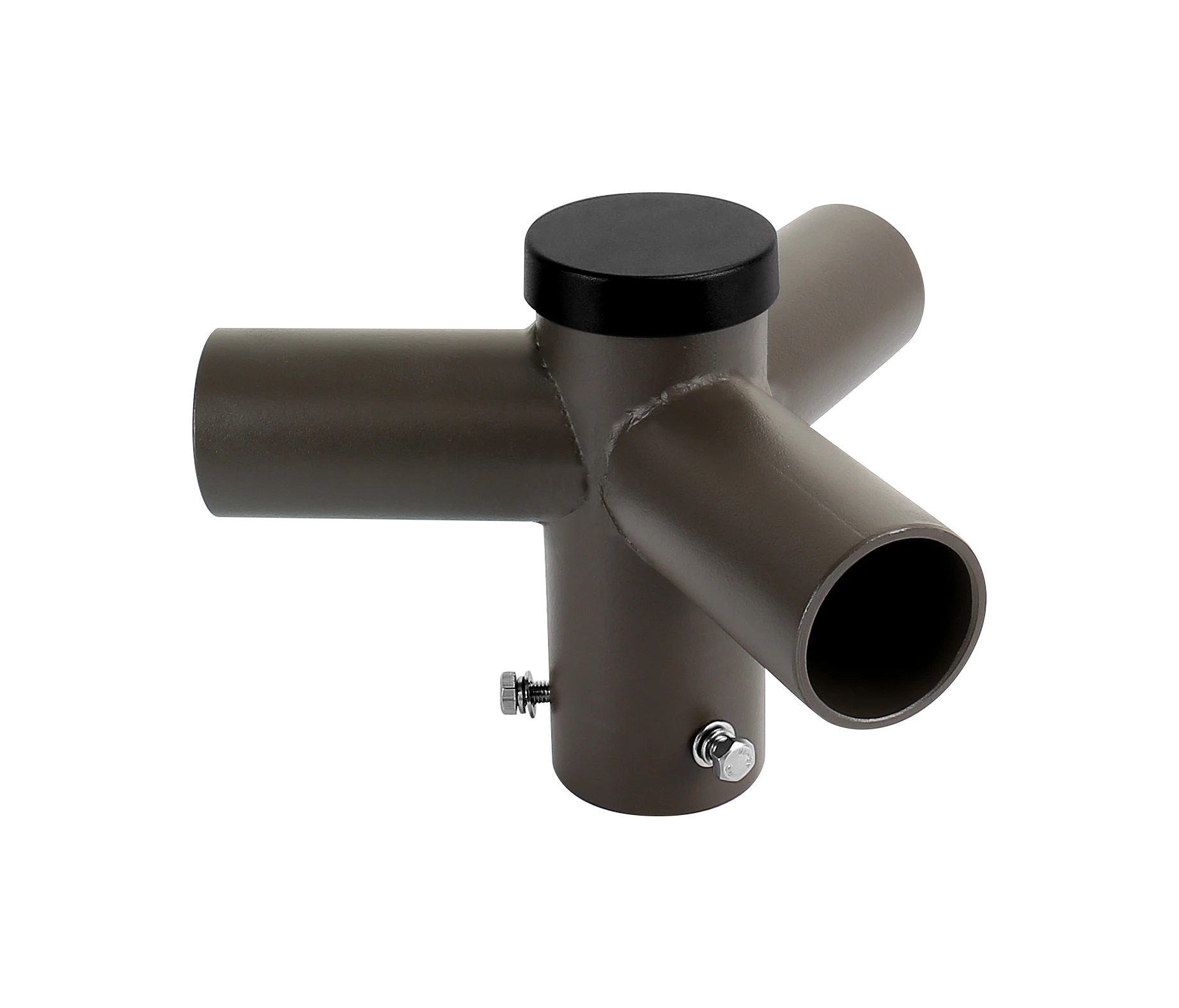 SQR3-120-D-R60 · triple horizontal tenon adapter · 3 fixtures at 120 degrees on 6-inch round pole