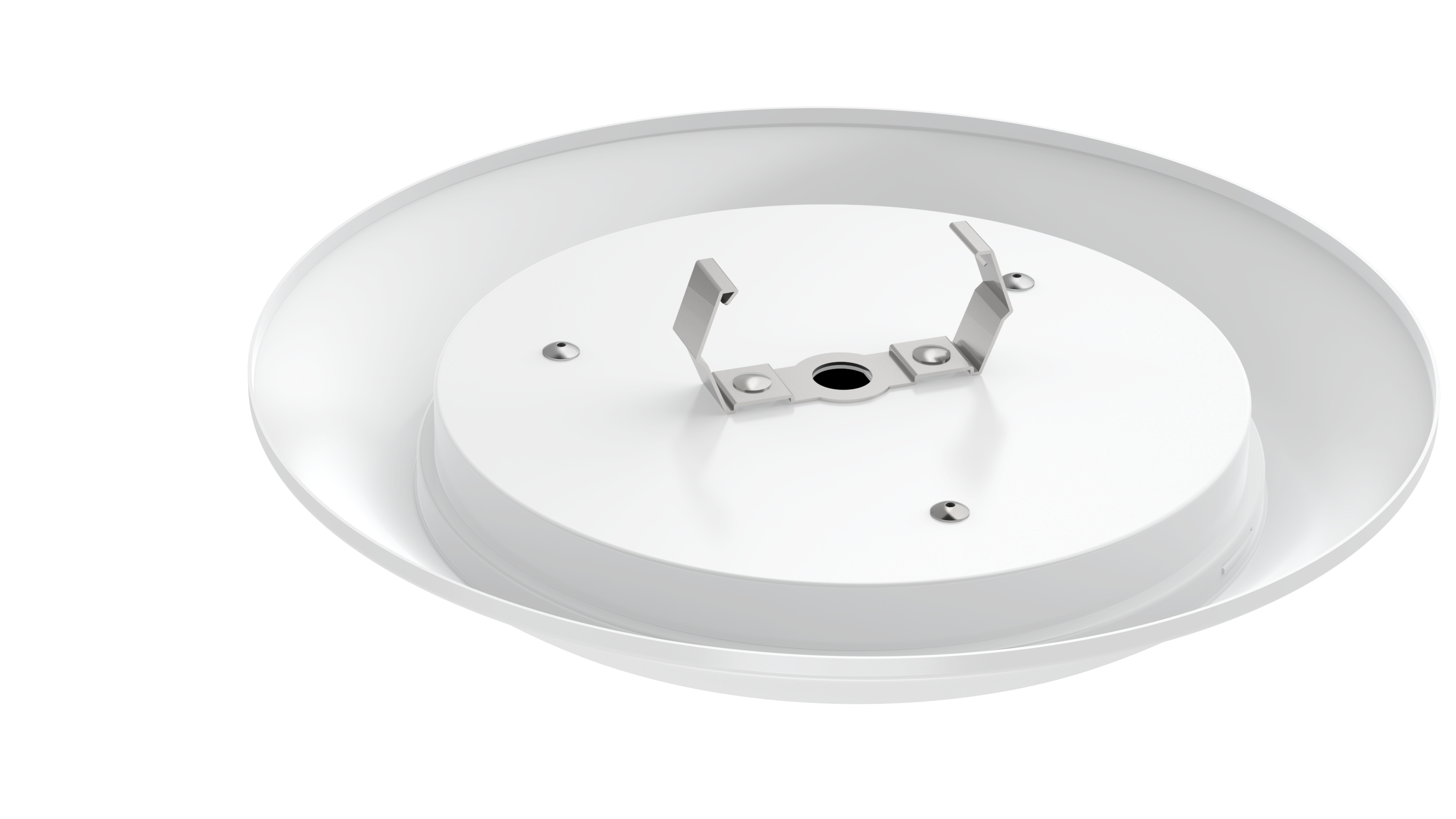 Crescent preview — 9″ white finish, surface-mount puck downlight, front 3/4 angle