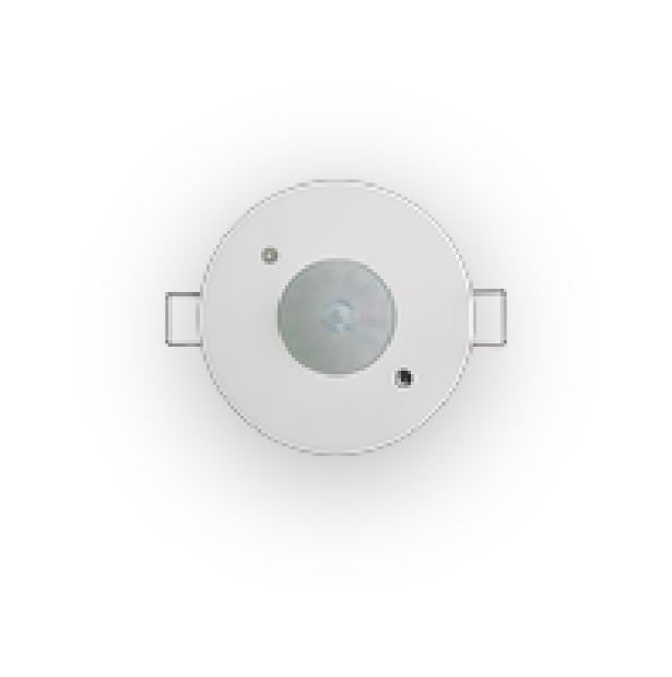 contrⒶLS MSP-SRI/40CM/HD/ACS — white round ceiling-mount BLE SigMesh PIR occupancy sensor, 40FT high-bay max mounting height, DLC NLC qualified