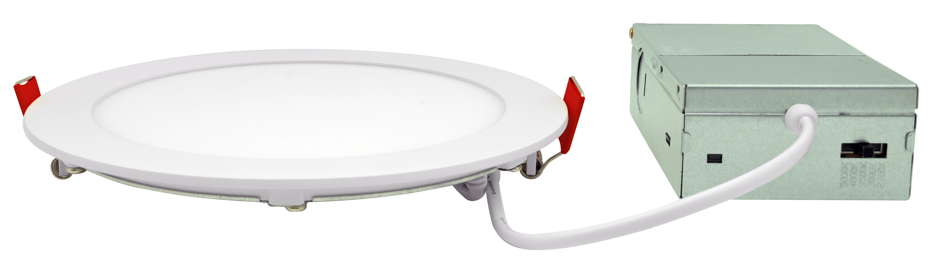 Radius-II uniform Wet Location rating — all 6 base SKUs (3 sizes × 2 trims) ship Wet-rated end to end, no Damp/Wet split