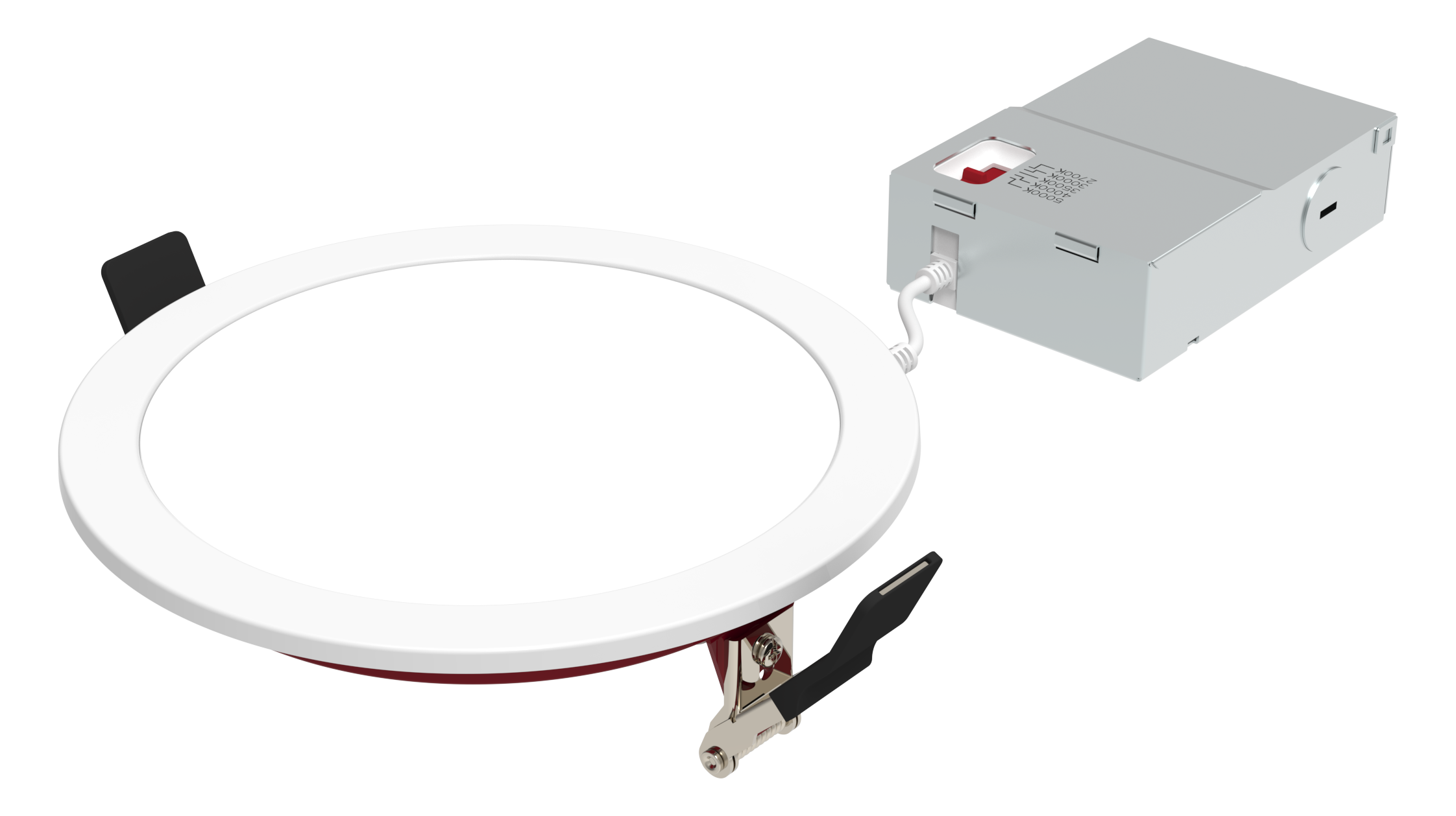 Radius SafeZone Plug-n-Play J-Box system — plenum-rated quick-connect cable from disk to J-Box, electronically isolated junction, integrated aluminum rated housing that holds UL 263 + ASTM E119 without an enclosure box