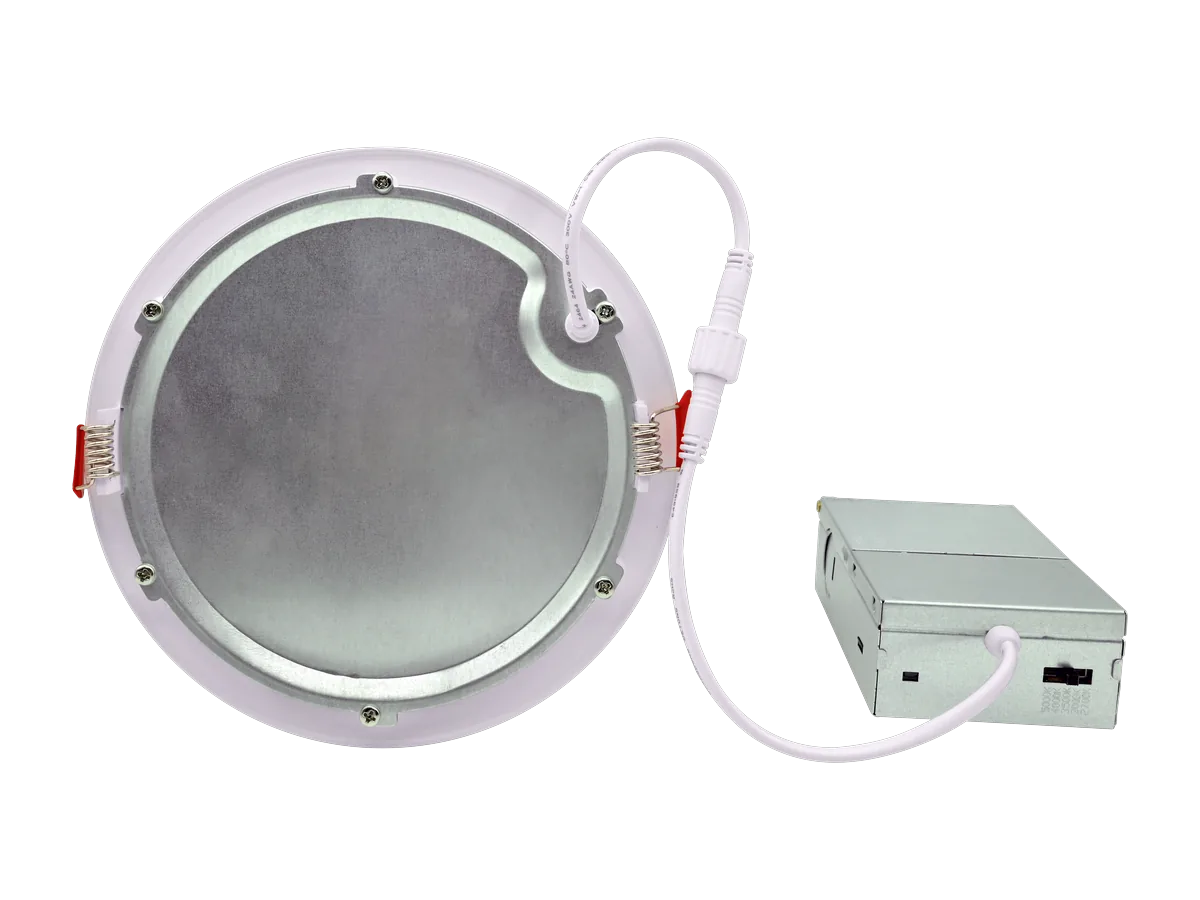 The back of the Radius 6 in, with its spring clips and connector