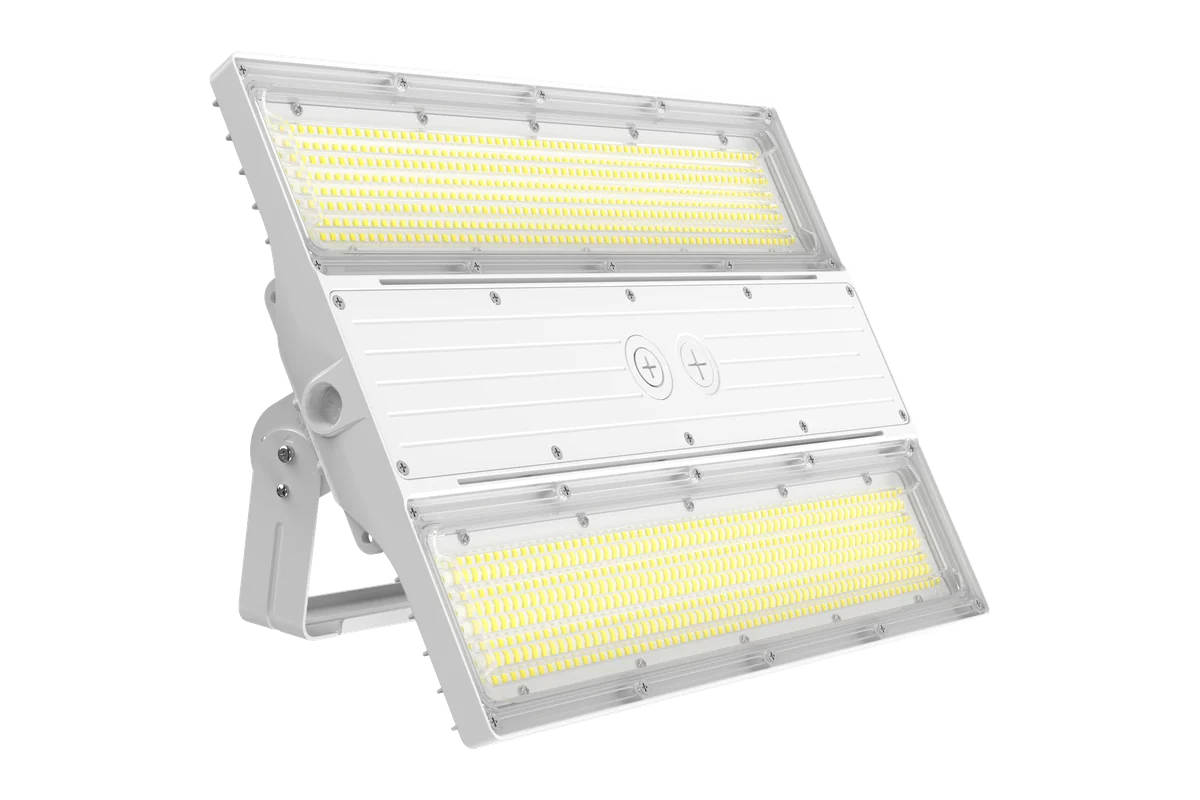 Poseidon sealed LED linear high bay on the trunnion kit, aimed