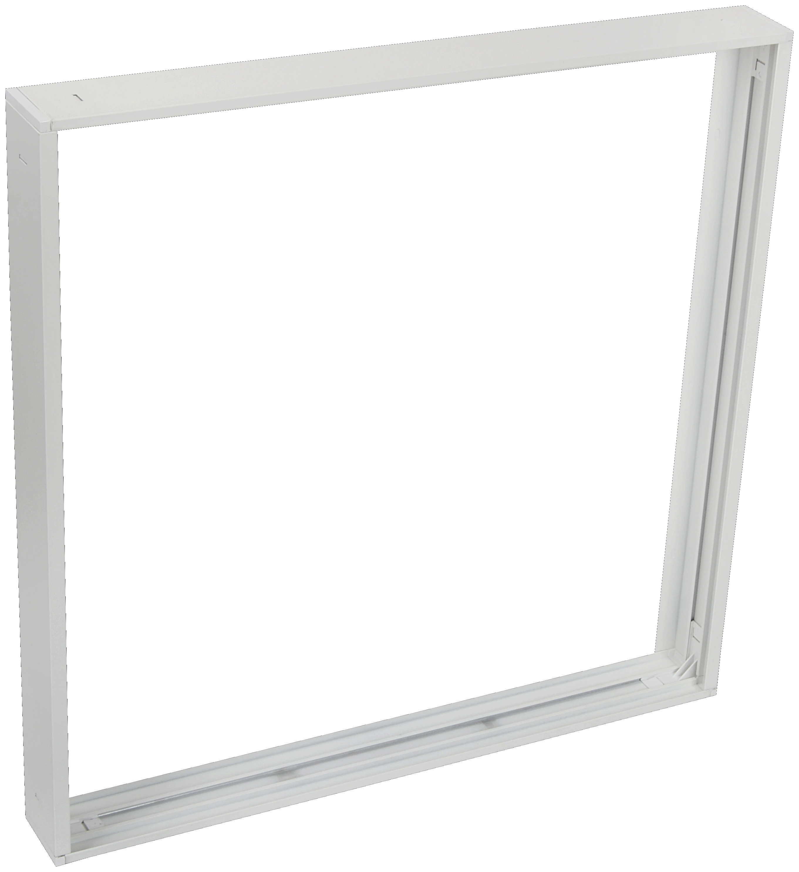 S22 · 2×2 surface-mount bracket · white aluminum frame for ceiling-mount install
