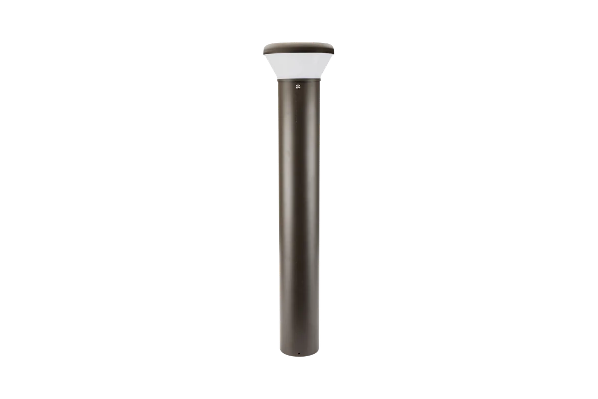 Sentry LED bollard with a flat round crown