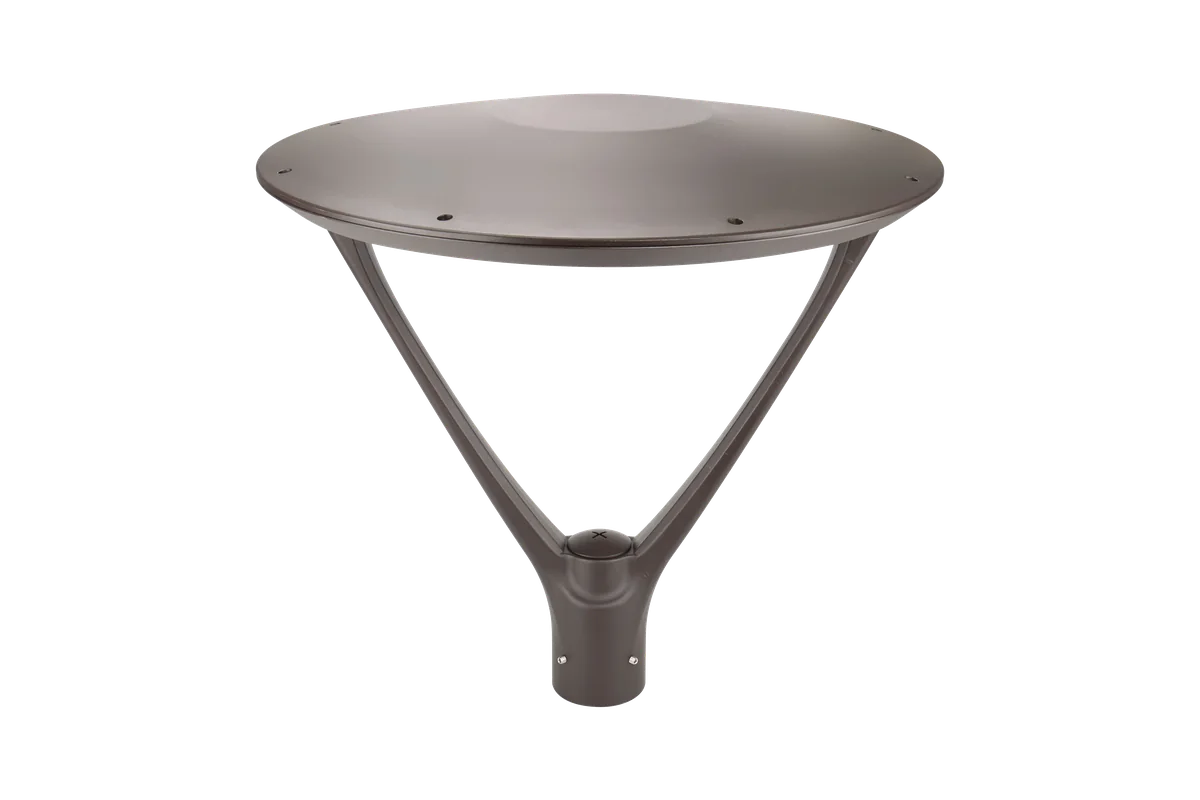 Symmetry LED post top: the disc and the Y-frame