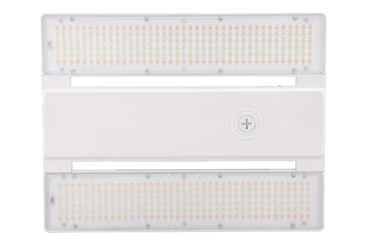 Titan LED linear high bay boards and sensor port, top-down